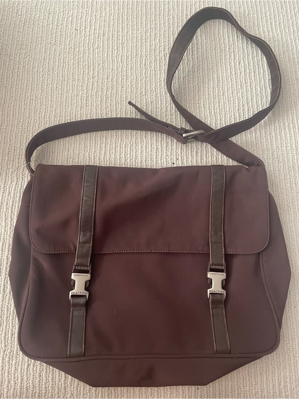 Kenneth Cole Brown Messenger Bag - Classic Crossbody Satchel b28